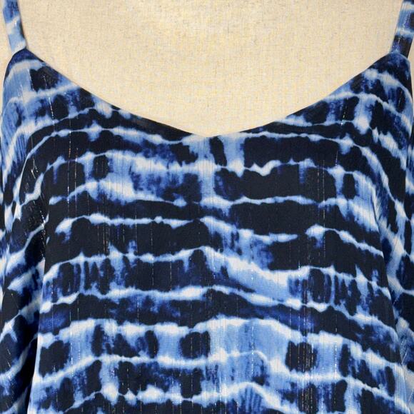 Torrid SZ 00 (Medium) Top Abstract Lined Spaghetti Straps V-Neck Flowy Blue - Picture 2 of 10
